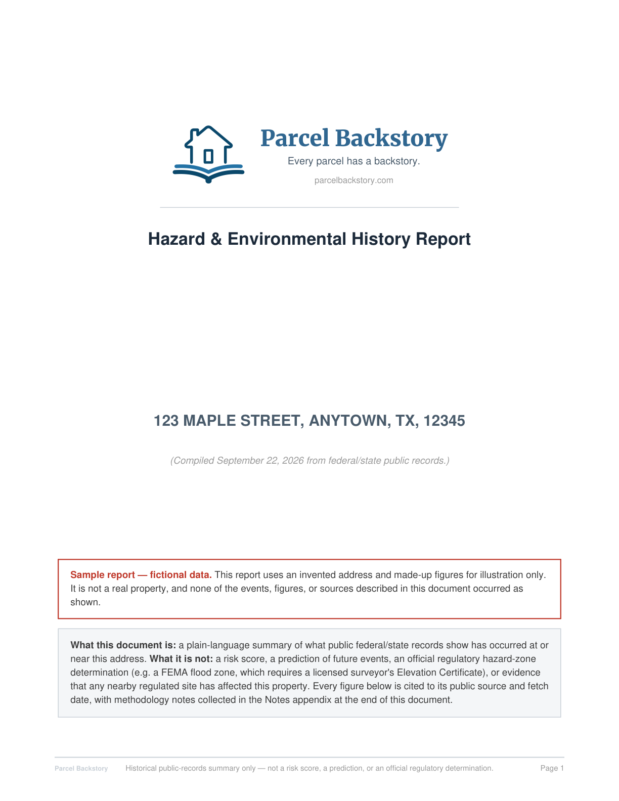 Sample report cover page